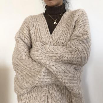 Cardigan Vintage Ample en Tricot pour Femme - Pull Torsadé, Long, Grande Taille, Style Coréen, Automne et Hiver