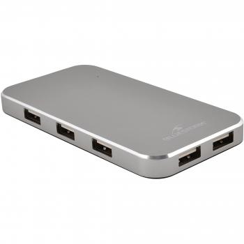 Bluestork HUB-USB2-7U-PS hub de interfaz USB 2.0 480 Mbit/s Aluminio