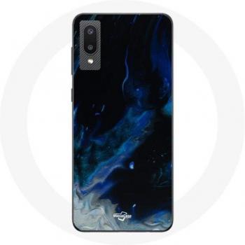 Samsung Galaxy A02 Protective Case - Blue Gray and Black Smoke Design