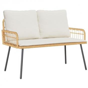 Natural Poly Rattan Garden Bench – 114 × 64 × 78 cm