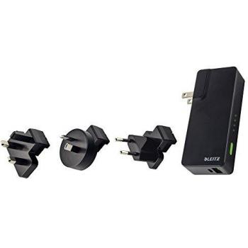 Leitz Travel USB Wall Charger and Power Bank, 3000 mAh - Black