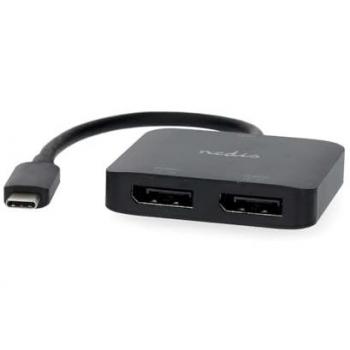 Nedis USB‑C to Dual DisplayPort Converter – 0.20 m, Nickel Plated