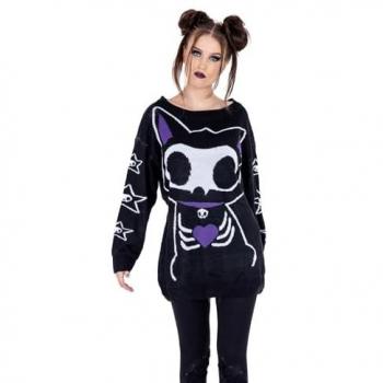 Cupcake Cult Multicolor Cat Skeleton Knit Jumper