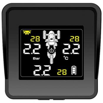Moniteur de pression des pneus sans fil solaire pour moto avec écran LCD 3 Noir