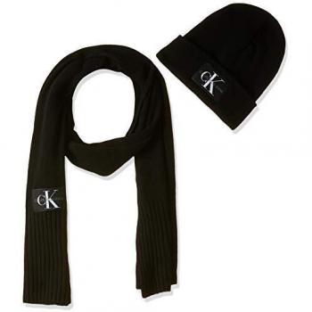Tommy Hilfiger bufanda y gorro de punto para hombre, negro (Talla única)