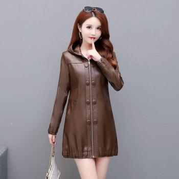 Chaqueta de Cuero Capucha Mujer 3XL 4XL