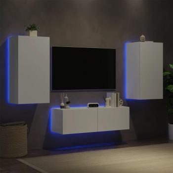 Vidaxl - Muebles de tv de pared con luces led 3 piezas blanco