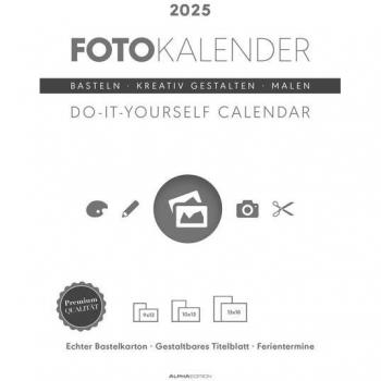 Foto-Bastelkalender weiß 2025 - 21 x 297 - Do it yourself calendar A4 - datiert - Kreativkalender - Foto-Kalender - Alpha Edition