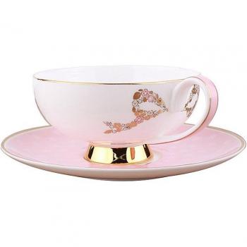 GLLead Pink Bone China Coffee Cup and Saucer