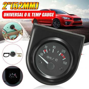 2 Car Oil Temperature Gauge 52mm with Black Shell and LED White Light