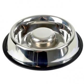 Gamelle Inox Anti-Glouton 25cm pour Chien et Chat