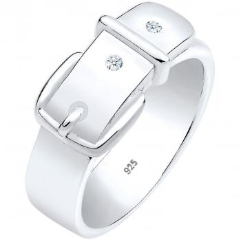 DIAMORE Gürtel Symbol Ring für Damen mit Diamant (0.04 ct.) in 925 Sterling Silber