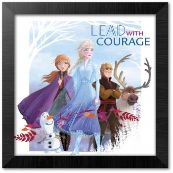 Cadre encadré Disney La Reine des Neiges Plomb avec courage 30 x 30 cm