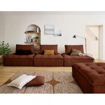 Marisol - Pouf en Velours Texturé - Terracotta