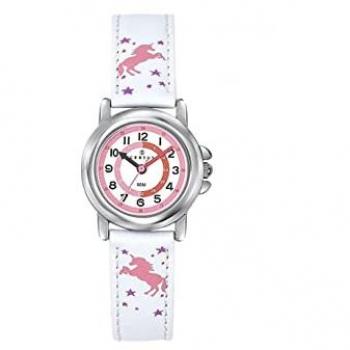 Montre Enfant Licorne Certus avec Bracelet en Cuir Blanc et Motifs Colorés