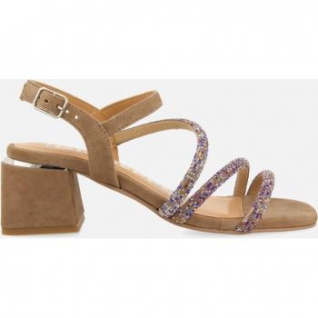 Gioseppo - Sandalias Taupe de Tacón con Tiras y Pedrería para Mujer