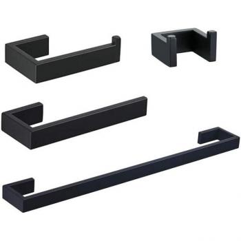 Accesorios de baño de acero inoxidable negro mate 4 piezas