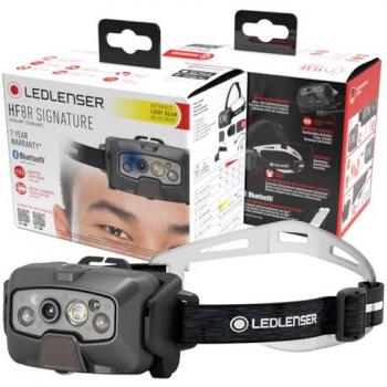 Linterna frontal Led Lenser HF8R Signature negra con 2000 lúmenes y certificación IP68