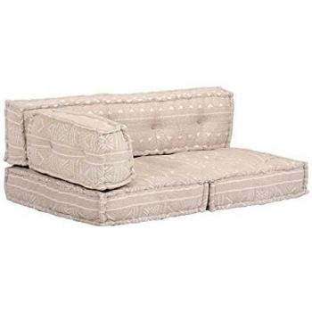 Puff Sedia in Tessuto Beige VidaXL