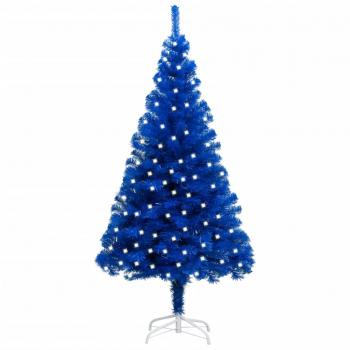 Pre-lit Blue PVC Christmas Tree with Stand 210 cm