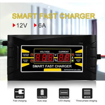 Smart Fast Charging Car Battery Charger 150V-250V with Digital LCD Display