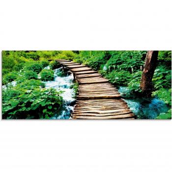 Glasbild ARTLAND »Naturblick Holzsteg«, B:125cm H:50cm