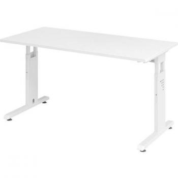 Mcbuero.de Schreibtisch C-Fuß 140x67cm Weiß/Weiß
