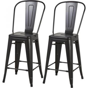 Lot de 2 tabourets industriel - Mecano - L 37,5 x P 37,5 x H 65 cm - Noir