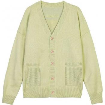 Cardigan gris à manches longues pour hommes, col en v, pull-over unisexe