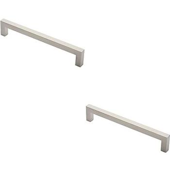 Metallic Square Mitred Door Pulls – 2 Pack, 319 × 19 mm, 300 mm Centers, Satin Steel