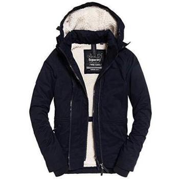 Superdry SD Hooded Microfibre Boxy Snor, Manteau Femme, Bleu