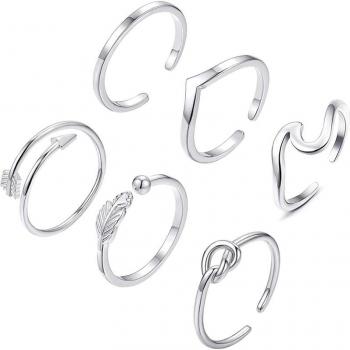 Summer Vacation Jewelry - 6PCS Arrow Knot Wave Rings
