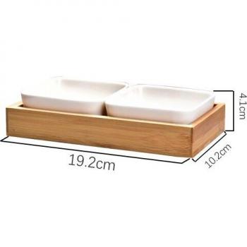 Japanese-Inspired Ceramic Bowl Set with Bamboo Lids and Serving Tray