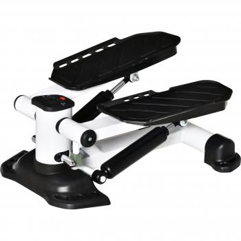 HOMCOM Mini Stepper Kompaktes Minifahrrad Fitnessgerät mit LCD-Bildschirm, große Pedale, Metall & ABS, Weiß+Schwarz, 48x34x21cm