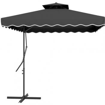 2.5m Square Cantilever Garden Parasol Umbrella – Black Cross‑Base Edition