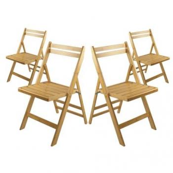 ORION91 Silla Plegable de Comedor (Pack 4), Madera de Bambú, Estilo Moderno, Dimensiones 42.5x47.5x79cm