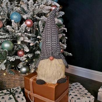 Christmas Dark Grey Sitting Gonk, Battery Operated, 50cm