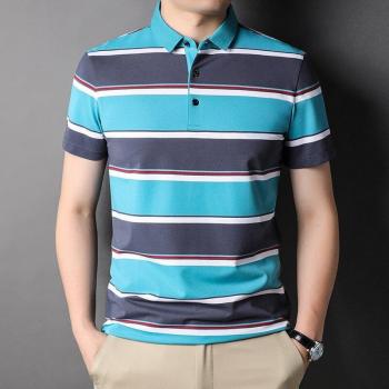 Men's Casual Summer Polo Shirt 95% Cotton Striped
