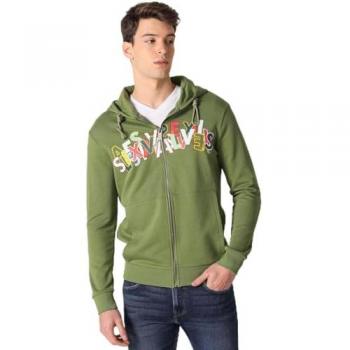 Felpa a Sette Valvole con Zip Verde/Multicolore