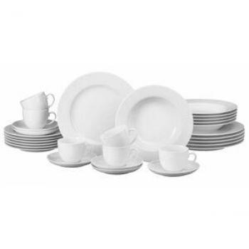 Creatable 12-tlg. Geschirrset Lava Stone Sand aus Steingut für 4 Personen weiß
