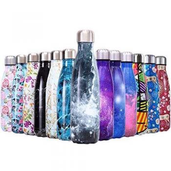 QXuan Termica Borraccia Bottiglia Acqua in Acciaio Inox 500ML Isolamento Sottovuoto a Doppia Parete,Borracce Termiche per Scuola, Sport, Viaggio, Ufficio
