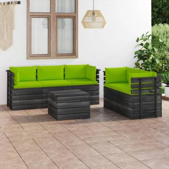 Ensemble de salon de jardin 6 pcs en palettes avec coussins en bois de pin
