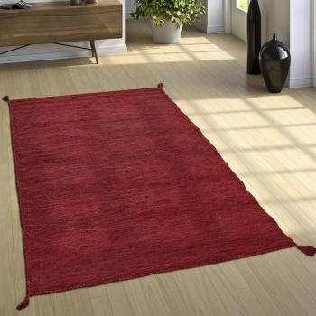 Paco Home – Tapis moderne en kilim tissé rouge, 100 % coton