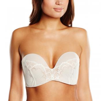 Wonderbra Women's Refined Glamour Ultimate Lace Strapless Bra, Beige