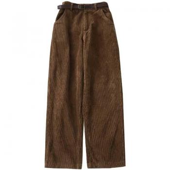 Pantalones Rectos Negro-Marrón Vintage Mujer