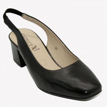 Zapatos sling CAPRICE negros de piel con tacón trapecio talla 40