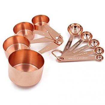Set of 9 Rustic Copper Measuring Cups and Spoons