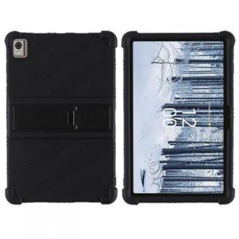 Custodia in silicone nera per Nokia T21 con supporto integrato