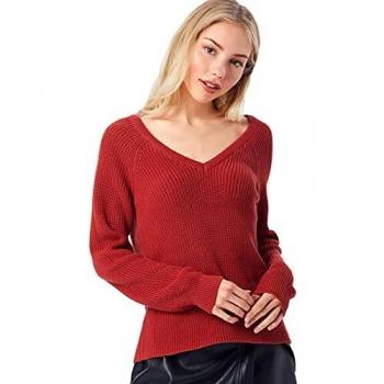 Vila NOS Vimyntani Knit Pointelle L/s Top-Noos suéter, Rojo, Mediano