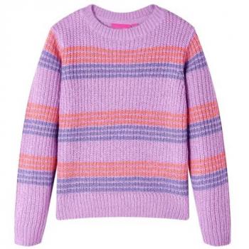 Pull-over tricoté rayé pour enfants lilas et rose 104